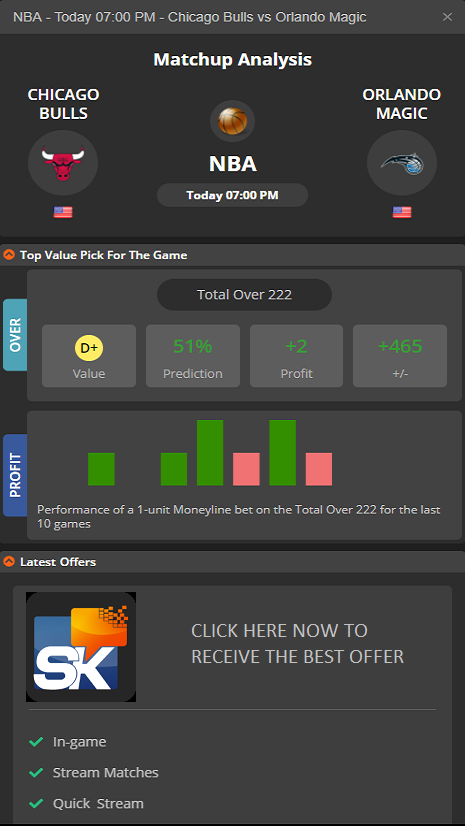 Smart odds widget screenshot